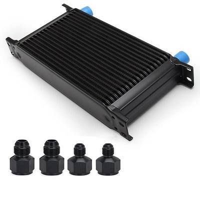 19 Row AN10 10AN Transmission Oil Cooler Kit Stacked Plate With 6AN 8AN Adapter Universal Engine Transmission British Radiator Oil Cooler Condenser Aluminium Alloy Black