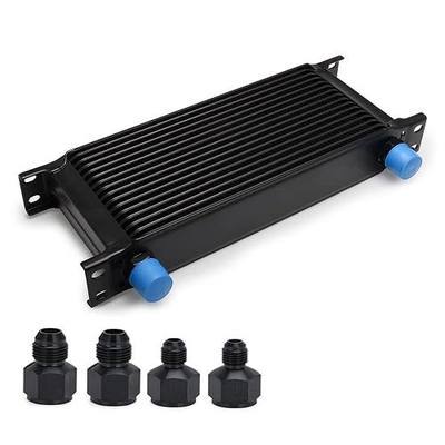 16 Row AN10 10AN Transmission Oil Cooler Kit Stacked Plate With 6AN 8AN Adapter Universal Engine Transmission British Radiator Oil Cooler Condenser Aluminium Alloy Black