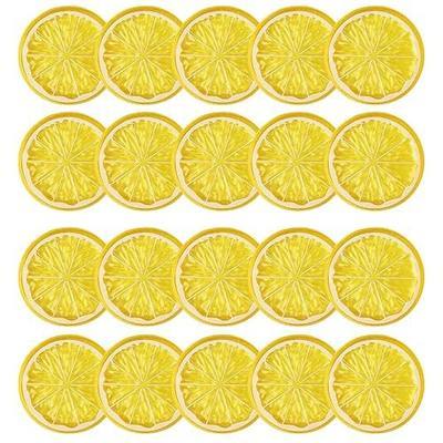 20pcs Mini Simulation Fruit Lemon Slices,Fake Artificial Plastic Fruit Model Decorative Wedding Ornament Festival Decoration,Photography Props,Basket Display Filler Fruit (Yellow)