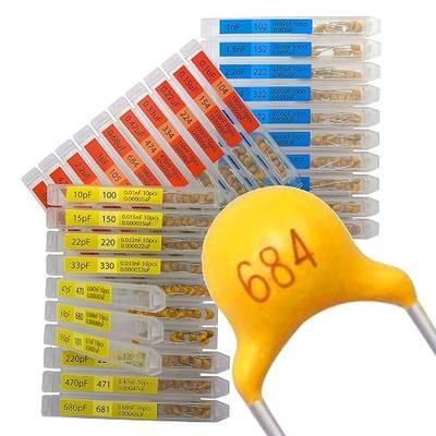 EEEEE 30 Value 300 pcs Multilayer Monolithic Ceramic Capacitor Assortment kit 10pf-10uF Individual Box Lid pf nf uf (300 pcs)