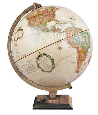 Replogle World Classic Globe, 12" Desktop World Globe For Home or Office Desk Decor, Raised Relief, Up-to-date Cartography, Made in the USA, Antique