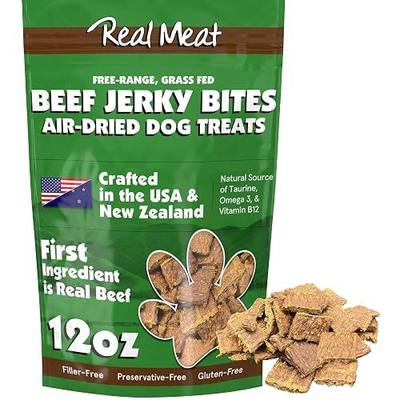 TRMC Real Meat Dog Treats - 12oz Bag of Bite-Sized Air-Dried Beef Jerky for Dogs - Grain-Free Jerky Dog Treats Made up of 95% Free-Range, Grass Fed Beef - All-Natural High Protein Dog Treats