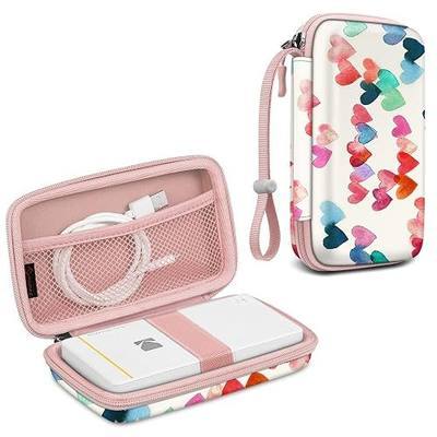 FINTIE Camera Case for Kodak Step/Mini 2 HD/PRINTOMATIC/Kodak Smile Printer | Hard Eva Shell, Shockproof Carrying Bag, With Wrist Strap & Inner Pocket, Camera Storage And Travel Case, Raining Hearts