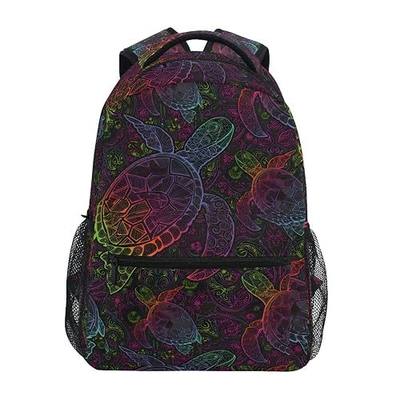 senya School Backpack Boho Sea Turtle Mandala Bookbag for Boys Girls Travel Bag One Size