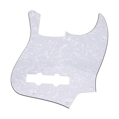 1Pcs Yootones 10 Hole Jazz Bass J Bass Pickguard Compatible with USA/Mexican Fender Jazz Bass (3Ply White Pearl)