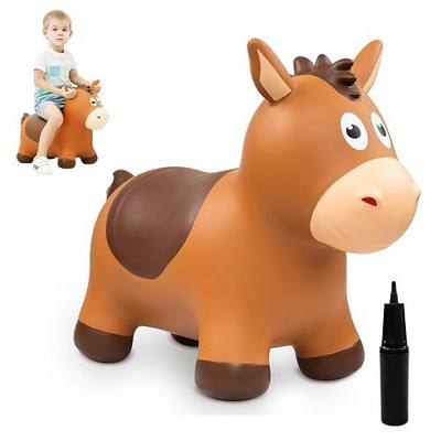 ZOOJOY Inflatable Horse Hopping Toys, Bouncy Animal Hopper Toys for Toddlers, Outdoor Indoor Bounce and Ride On Horse Bouncer for Boys Girls, Birthday Gifts for 18 Months 2 3 4 5 6 Year Old with Pump