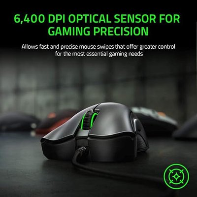 Razer DeathAdder Essential Ergonomic Wired Gaming Mouse, Black
