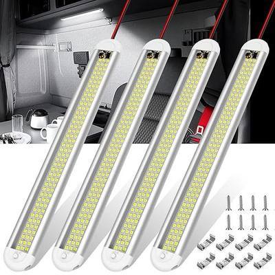 12v LED Interior Light Bar,CT CAPETRONIX 120LEDs 1500LM 8W DC 12 Volt led Strip Lights with ON/Off Switch,for Enclosed Cargo Trailer, Car RV Van Truck Lorry Camper Boat Caravan Motorhome (4Pack)