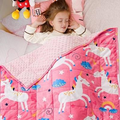 Sivio Weighted Blanket for Sleeping, 3 lbs 36x48 Inch | Soft Minky Dots; Cozy Warm Velvet Reversable; Cartoon Patterns; Machine Washable; Heavy Throw for Calming; Pink Unicorn