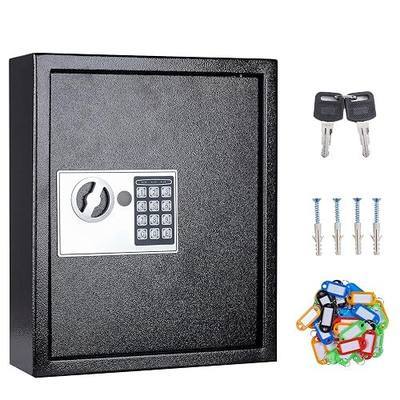 UMEKEN Key Box Wall Mount 40 Position Valet Digital Car Key Cabinet Lock Box with Code, Electronic Vehicle Key Holder Lockbox with Key Tags, Key Organizer Locker Box, Black, 12" x 3.94" x 14.29"