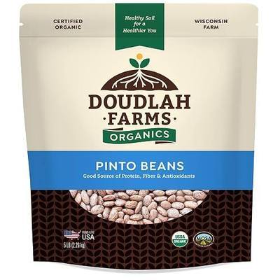 Organic Dried Pinto Beans 5 lb - Non-GMO, Tested Clean Certified, Vegan - Rich in Fiber & Protein for Soups, Burritos, Salads, and Chili - Farmed From Regenerative Soil, Grown In USA by a Wisconsin Family Farm