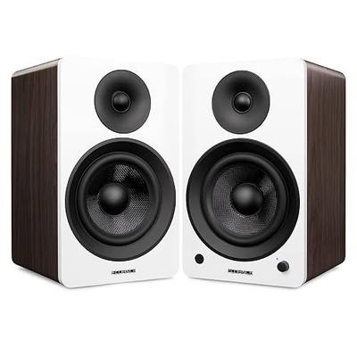 Fluance Ai61 Powered 2-Way 2.0 Stereo Bookshelf Speakers with 6.5" Drivers, 120W Amplifier for Turntable, TV, PC and Bluetooth 5 Wireless Music Streaming - RCA, Optical, USB & Sub Out (White Walnut)