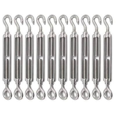 10Pack M6 Turnbuckle Hook and Eye, Stainless Steel Cables Wire Turnbuckles, Heavy Duty Turnbuckle for Wire Rope Tension, Cable Railing Hardware Kit for Sun Shade Sail, Tent Installation