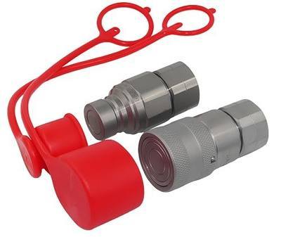 1/2'' NPT Flat Face Hydraulic Quick Connect Coupling Set Skid Steer Loader Quick Disconnect Coupler with Dust Caps ISO12.5