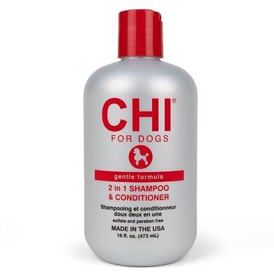 CHI for Dogs Gentle 2-in-1 Shampoo and Conditioner, 16 Fl Oz | Ionic technology with silk and milk proteins; sulfate- and paraben-free for all coats and breeds
