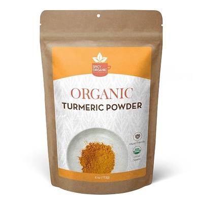 Organic Turmeric Powder – 4 oz | High Curcumin (2.5% or More) | USDA Organic, Non-GMO, Gluten-Free | Pure Curcuma Longa Root for Cooking, Wellness Tonics, Smoothies & Daily Herbal Use by Spicy Organic
