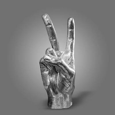 Silver Polyresin Hand Gesture Desk Statues Finger Sculpture Decor - Silver Personality Finger Practical Joke Halloween Prank Gifts (Winner)