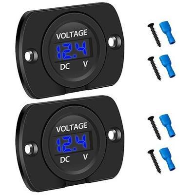 Linkstyle DC 12V 24V Battery Voltage Gauge, Waterproof LED Voltmeter Gauge, Panel Mount Voltmeter for Car Boat Marine Motorcycle Truck
