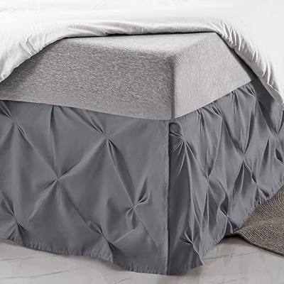 Pinch Pleat Bed Skirt -16 Inch Drop Split Corners Queen Bed Skirt,Pleated Bed Skirts Queen Size,Ruffle Bed Skirt for Platform,Tailored, Wrinkle & Fade Resistant,Luxury Hotel Bedskirt,Grey