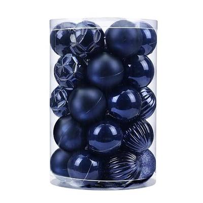 AMS 2.36''/60mm 34ct Christmas Ball Large Ornaments Party Decorations Shatterproof Festival Pendant Hangings for Xmas Tree Decor (60mm, Dark Blue)