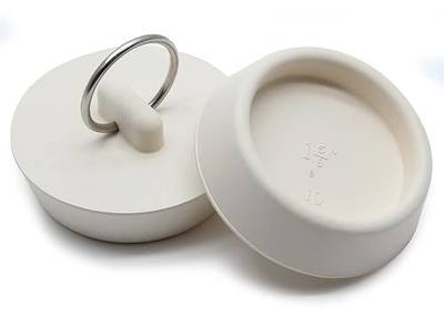 Bonsicoky Rubber Drain Stopper, 1-5/8 to 1-3/4 Inch, White, 2Pcs | Bathtub Drain Plug, With Hanging Ring, For Kitchen and Bathroom