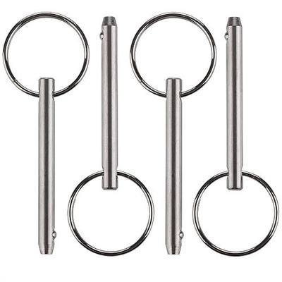 4 Pack Quick Release Pin, Diameter 3/16"(4.8mm), Overall Length 2"(51mm), Usable Length 1-1/2"(38mm), Full 316 Stainless Steel, Bimini Top Pin, Marine Hardware