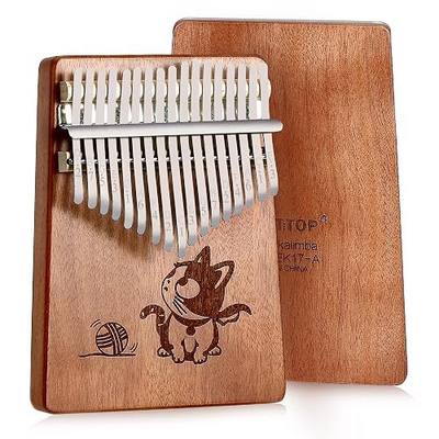 East top Kalimba 17 Keys Thumb Piano musical instrument Finger Piano with Okoume Wood, Gift for Adults, Beginners and professinals,A KEY