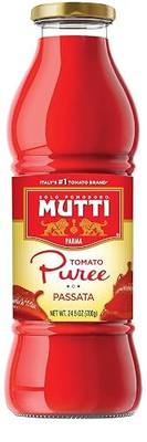 Mutti — 24.5 oz. 6 Pack of Tomato Puree (Passata) from Italy’s #1 Tomato Brand. Sweet and velvety for recipes calling for Pureed Tomatoes.