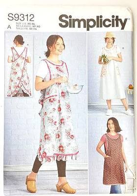 Simplicity S9312 Wraparound Apron Sewing Pattern, Women's Aprons in Two Lengths, Sizes S-L