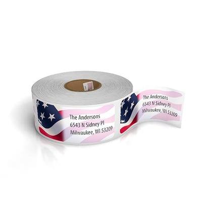 Customized Personalized Address Labels - Made in The USA by Kenco (500 Labels, American Flag)
