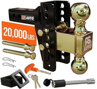 Adjustable Gooseneck Drawbar Trailer Hitch - 20,000 LBS, Fits 2 and 2-5/16 Inch Balls, US Gov Tested & Certified, Gooseneck Trailer Hitch Adapter for RV Towing, Motorcycles & Powersports
