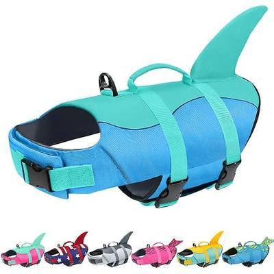 Malier Dog Life Jacket, Ripstop Dog Life Vest with High Buoyancy for Swimming Boating, High Visibility Shark Puppy Lifesaver Lifesaver for Small Medium Large Dogs (X-Small)