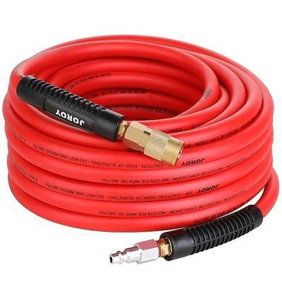 Hybrid Air Hose, 3/8-Inch by 50 Feet Air compressor Hose,Heavy Duty, Lightweight, Kink Resistant, All-Weather Flexibility with 1/4-Inch Brass Air Coupler and Plug, 300 PSI