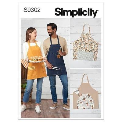 Simplicity S9302 BBQ Apron Sewing Pattern, Men's & Women's Adjustable Aprons, One Size