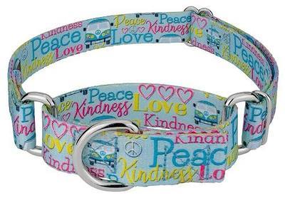Country Brook Petz - Love and Peace Martingale Dog Collar - Groovy Collection Featuring Far Out Designs (5/8 Inch, Small)
