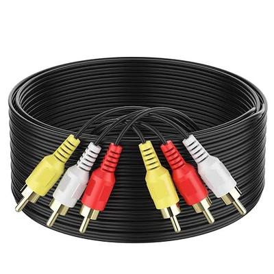 Audio Video RCA Cable, 10FT 3RCA to 3RCA Composite AV Cable Compatible with Set-Top Box, Speaker, Amplifier, DVD Player, 24K Gold Plated