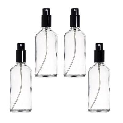 YIZHAO Clear Glass Spray Bottles 4oz, with Small Fine Mist Spray, Metal Cap, Refillable for Essential Oil,Travel,Cleaning,Perfume,Aromatherapy,Makeup – 4 Pcs