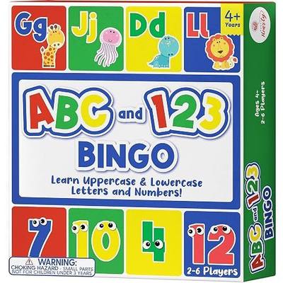 Party Hearty ABC & 123 Bingo Game for Kindergarten & Preschool - Animals | Animal Edition, Alphabet and Number, Preschool Kids Learn to Read, Ages 4 and Up