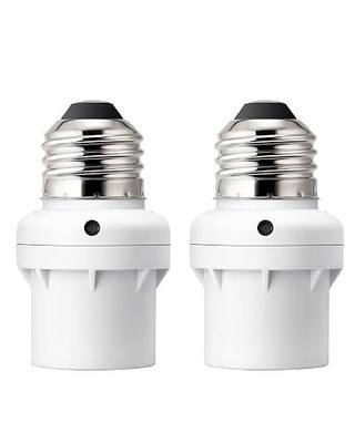 DEWENWILS 2 Pack Light Sensor Socket, Automatic Dusk to Dawn Sensor Socket | Compatible with Incandescent/CFL/LED/Halogen, Bulb Adapter for Porch/Wall Light Fixtures, White, ETL Listed