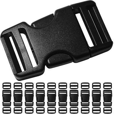 LASIGHT Buckles for 1 inch Wide Webbing Straps: Quick Side Release Buckle 10 set and Tri-Glide Slide 20 pcs Fit 1" Nylon Web Belt, Plastic Snap Fastener Clip Heavy Duty Replacement Dual Adjustable