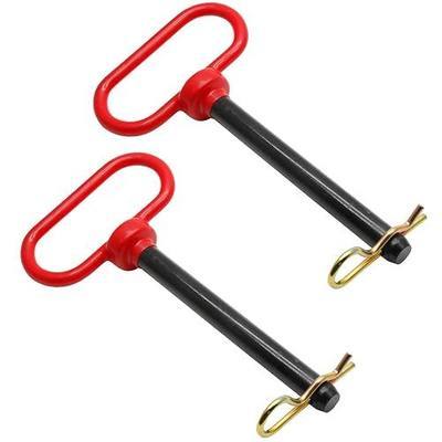 Bonsicoky 2Pcs Tractor Towing Hitch Pin and Clip, 5/8 x 6 Inch | Trailer Gate Pin, For Towing Tractor, RV, Truck, Boat, Car, Red Handle