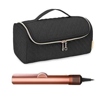Yarwo Travel Bag Compatible with Dyson Airstrait/Corrale Hair Straightener | Complete Hair Tool Carrying Case for Flat Curling Iron and Attachment, Padded Fastener Strap, Multiple Pockets, Handle, Black