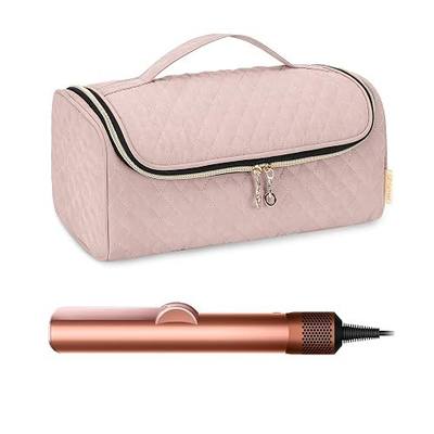 Yarwo Travel Bag Compatible with Dyson Airstrait/Corrale Hair Straightener | Complete Hair Tool Carrying Case for Flat Iron and Attachment, Padded Fastener Strap, Multiple Pockets, Handle, Dusty Rose