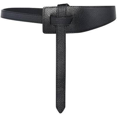 Women Faux Leather Tie Belt Knotted Wide Waist Belt for Jeans Jumpsuit Coat Dress