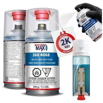 SprayMax 2K 2in1 Headlight Clear Coat | Professional Headlight Restoration Spray & UV Coating Protection | Fixes Scratches, Yellowing & Foggy Headlights | Crystal Clear & Durable Finish | 7.1 oz