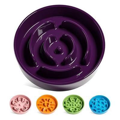 LE TAUCI Dog Bowls Slow Feeder Ceramic, 1.5 Cup Slow Feeding Bowl for Small and Medium Breed, Puzzle Dog Food Bowl for Fast Eater, Maze Purple