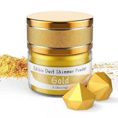 Jelife Edible Gold Luster Dust - 5 Grams Food Grade Cake Dust Shimmer Powdered, Flavorless Metallic Powder Food Coloring for Cake Decorating, Chocolates, Fondant, Drinks, Painting & More, Vegan