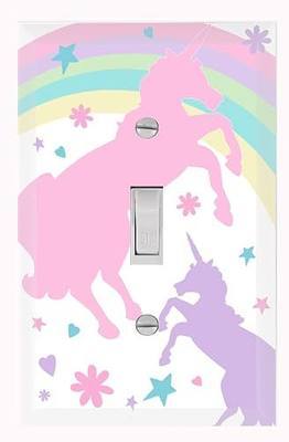 Girls Room Decor Light Switch Cover Plate Kids Room, Decorative Wall Accent for Baby Nursery, Teen Toddler Bedroom Bathroom Playroom (Pastel Unicorn)