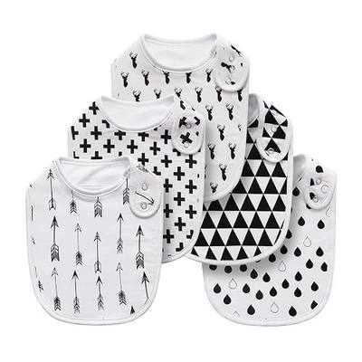 Baby Bibs for Boys and Girls, 5 Pack Extra Large Baby Drooling Bibs with Snaps, Adjustable Premium Organic Cotton Toddler Bibs (Water drop)