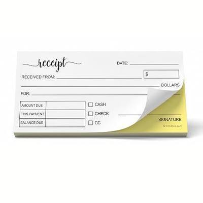 321Done Receipt Book with Carbon Copies for Small Boutique Business, 2-Part Carbonless Carbon Copy Duplicate, Sales Order & Invoice Pad, 2.75x6 Pocket Size, 50 White/Yellow Sets - Made in USA
